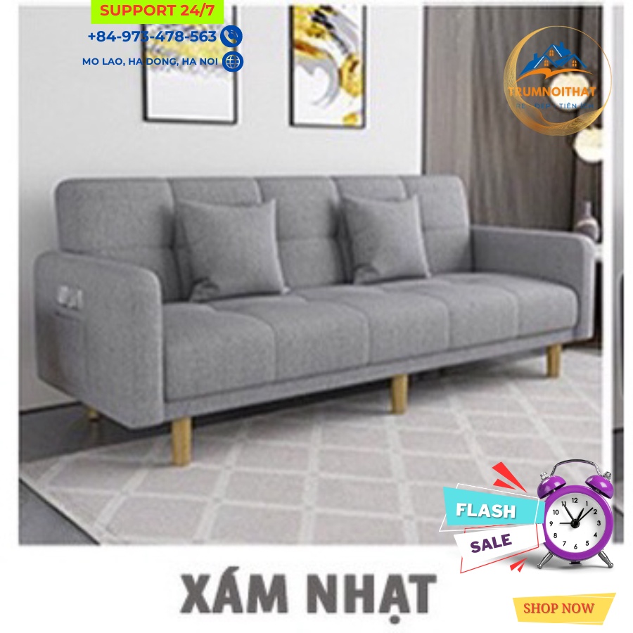 Ghế Sofa giường cao cấp thông minh gấp gọn đa năng,ghế phòng khách chất liệu vải nỉ thô cao cấp,KT: 180*100