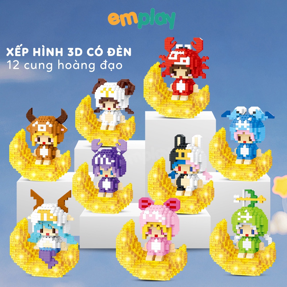 Xếp hình 12 cung hoàng đạo có đèn phát sáng cao cấp Emplay chất liệu nhựa an toàn