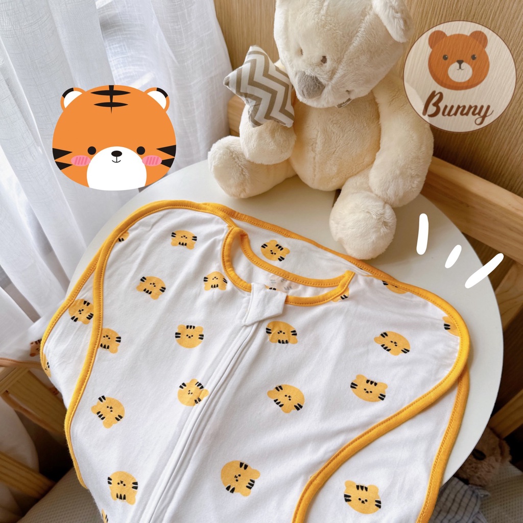 Nhộng chũn cho bé sơ sinh ngủ ngon, giảm giật mình Bunny vải cotton Hàn Quốc cao cấp