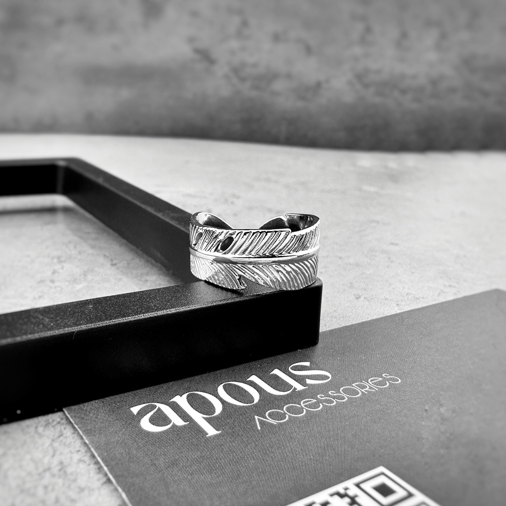 Nhẫn nam nữ Chiếc Lá Freesize N086 - Thép Titan - Phụ kiện trang sức Unisex Apous