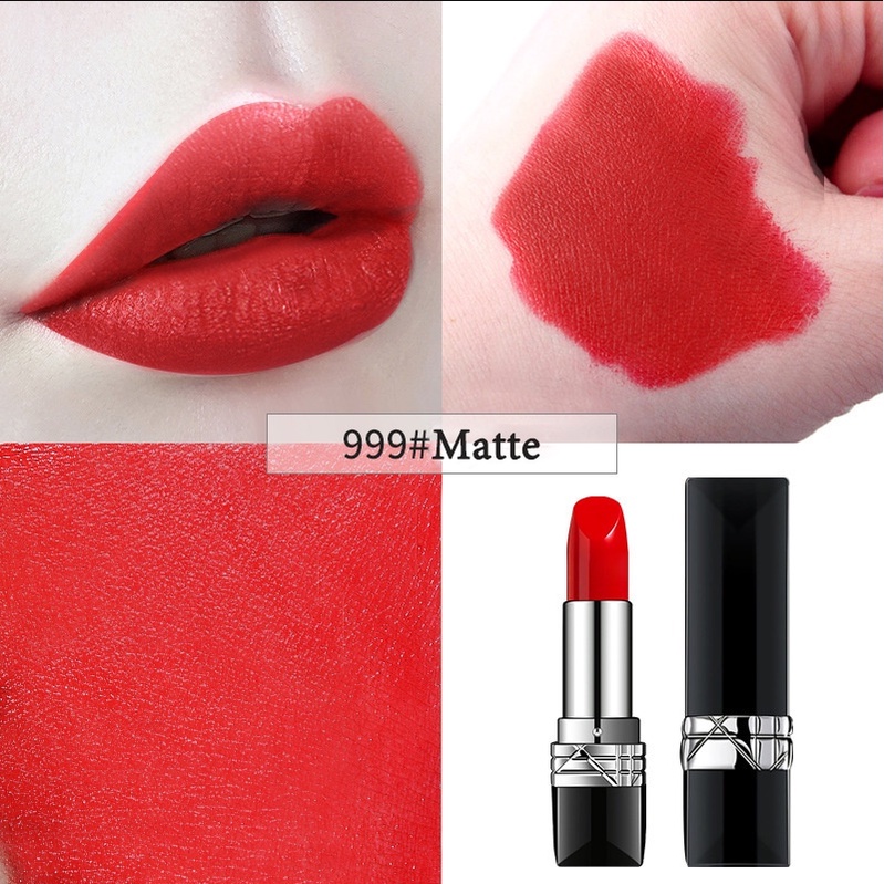 Son Môi Màu Lì Dior Rouge 999 màu đỏ tươi chính hãng (Matte)Bền Màu Với Chất Son Satin Thiên Lì Mịn Mượt, Mềm Môi Matte Lip 3.5G