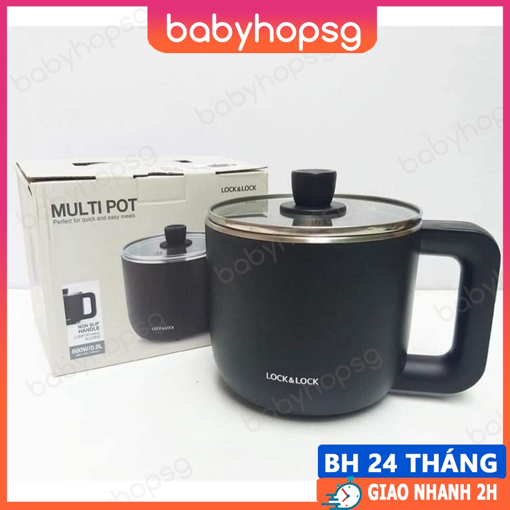 Nồi điện đa năng Lock&Lock 0.8L nấu mì nấu lẩu, tặng kèm khay hấp trứng EJP116BLK - babyhopsg