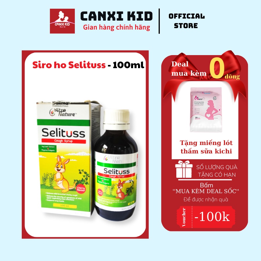 Siro ho Selituss 20ml - Giúp giảm ho, long đờm, đau rát họng, tăng miễn dịch tự nhiên – Canxi Kids