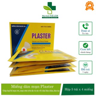 Miếng dán mụn cóc, mụn cơm Plaster hộp 5 túi x 4 miếng giúp loại bỏ mụn cóc mắt cá chân, vết chai ở bàn tay, bàn chân