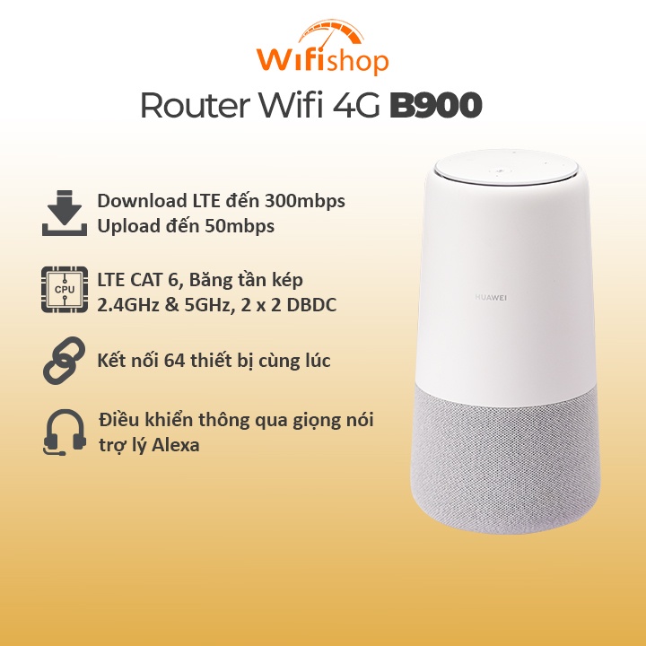 Bộ phát Wifi 4G Huawei B900 Homespot cao cấp, chuẩn AC, tốc độ 300Mbps