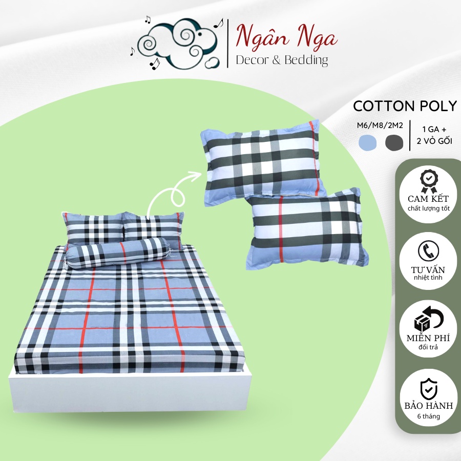 Bộ Ga giường Cotton Poly, Ga trải giường , Kích thước 1M8 x 2M - Ngân Nga Shop