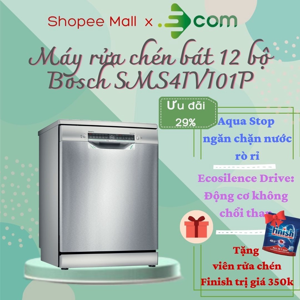 Máy rửa chén bát Bosch HMH.SMS4IVI01P độc lập, xuất xứ Thổ Nhĩ Kỳ - Bảo hành 3 năm tại nhà