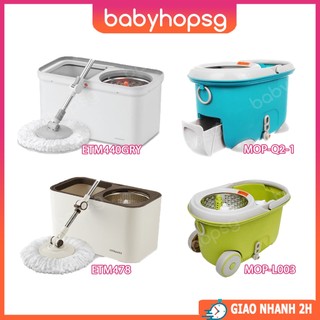 Bộ cây lau nhà locknlock dual bucket spin mop etm440gry etm478 mop-q2-1 mop-l003 - babyhopsg