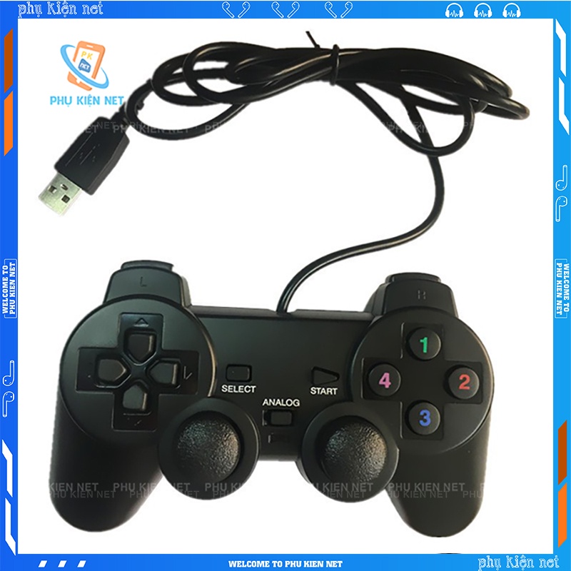 Tay cầm chơi game PS2, PS3, PS4 có dây chế độ rung, dây kết nối USB cho PC / Laptop