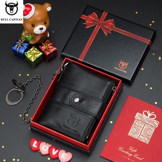 Ví nam da bò cao cấp chính hãng BULLCAPTAIN sang trọng kèm móc khoá gắn giá đỡ điện thoại full box BC08