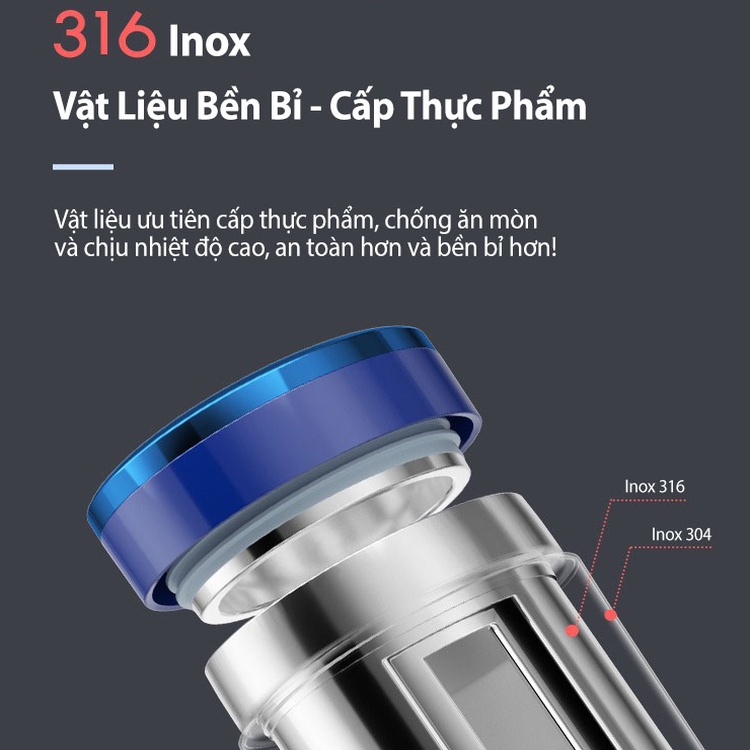 Bình giữ nhiệt kiêm đun nước cao cấp Morphy Richards MR6060 350ml - Vỏ inox 304, lõi inox 316L