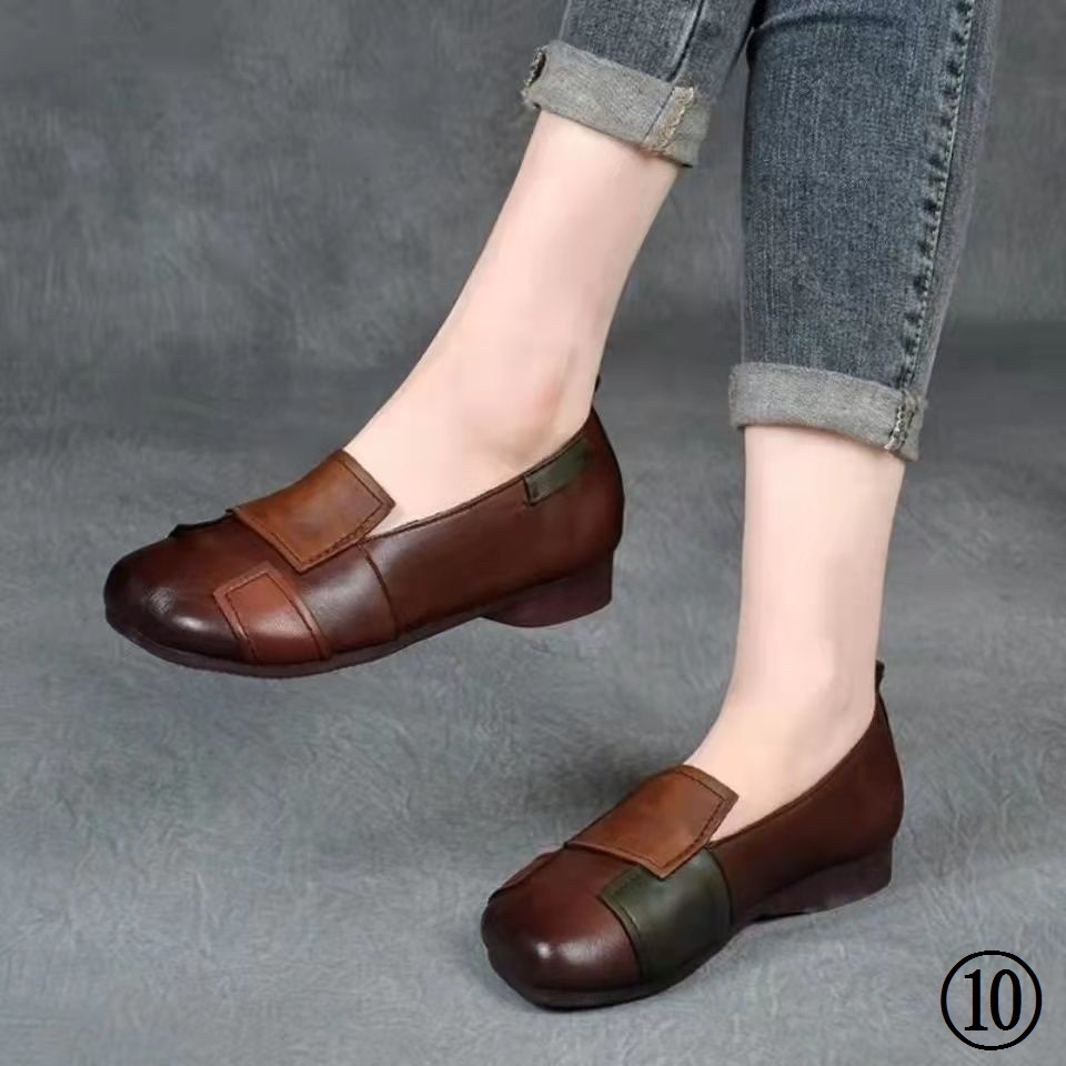 Giày Búp Bê Da Mềm Đế Bằng Phong Cách Retro Hợp Thời Trang Cho Nữ Size 35-43 41 42