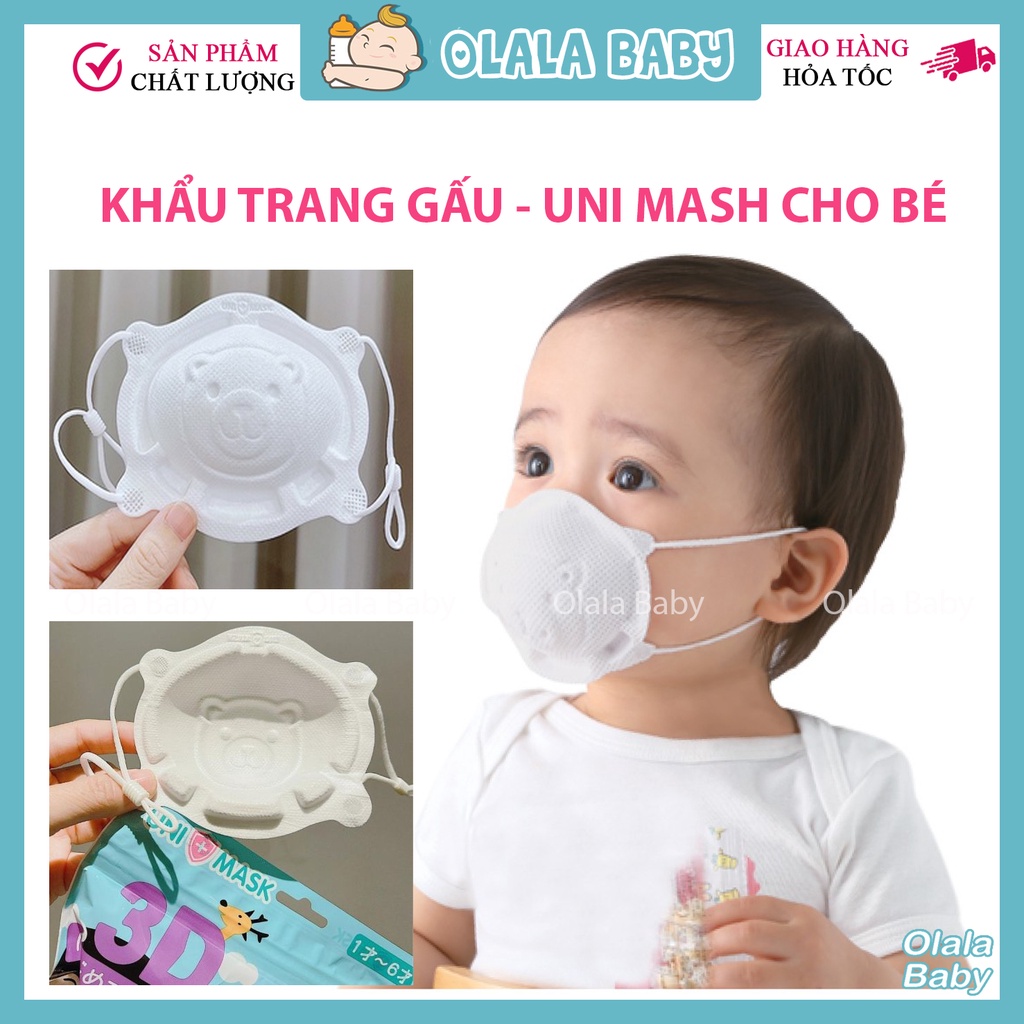 Khẩu trang gấu Unimask, khẩu trang 5D Thịnh Phát cho bé [Olala Baby]