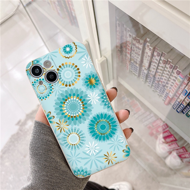 Ốp Điện Thoại hình hoa trừu tượng nền xanh siêu Cho iP 14 Pro Max 13 Pro Max 7 8 6S Plus iP 11 12 Pro XR X XS Max e5543
