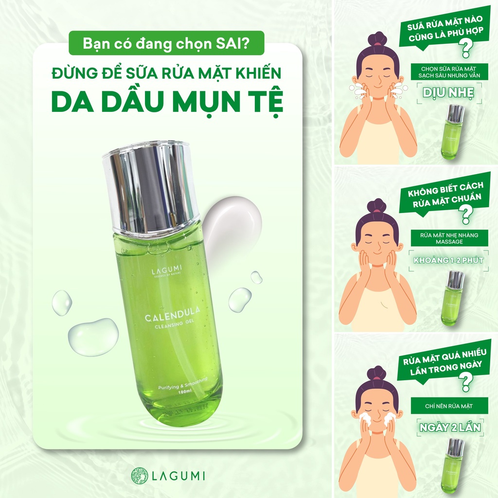 Sữa rửa mặt LAGUMI tạo bọt nhẹ sạch sâu phù hợp mọi loại da dung tích 100ml