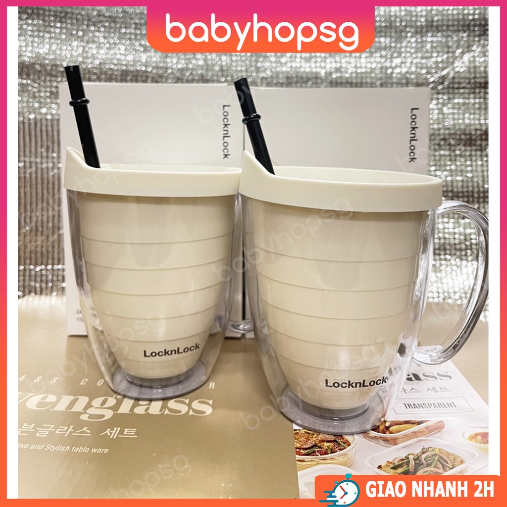 Ly cách nhiệt LocknLock Double Wall Cold Cup cốc có tay cầm HAP525IVY HAP525 dung tích 360ML màu ngà - BABYHOPSG