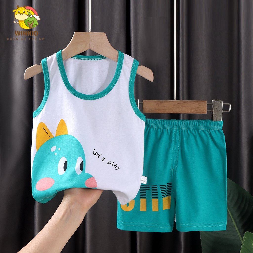 Bộ ba lỗ bé trai WINKID, bộ sát nách bé trai mùa hè chất cotton thoáng mát - WK028