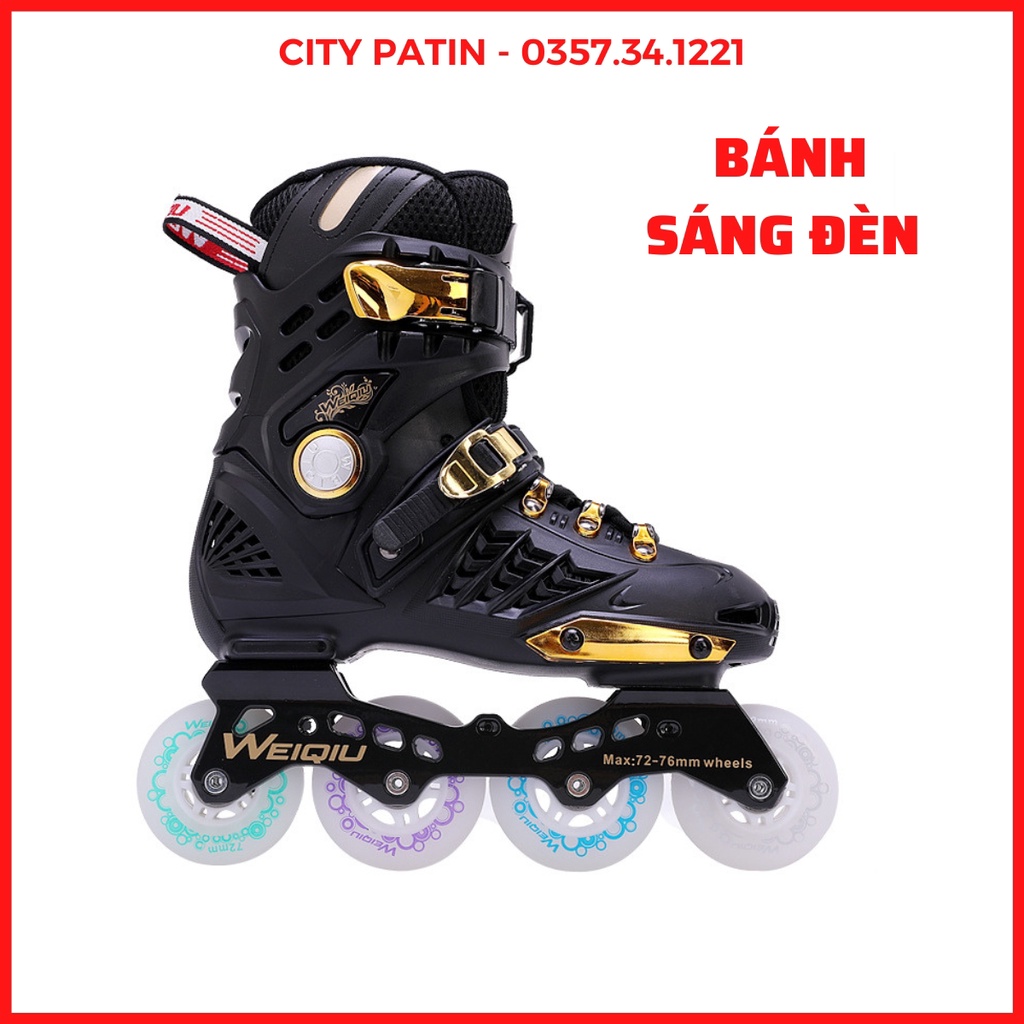 Giày Patin người lớn cao cấp TNT QS sáng đèn, trẻ em dòng patin 2 lớp