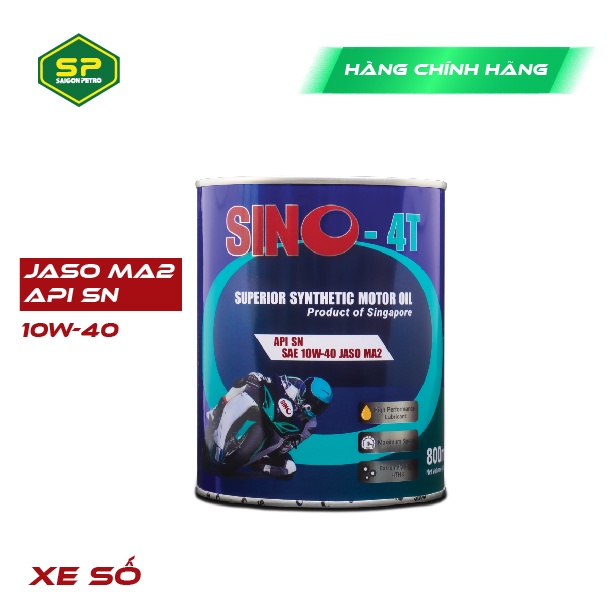 Dầu nhớt xe số 4 kỳ cao cấp Saigon Petro - Sino 4T SN 10W-40, Dung tích 0.8 lít/1 lít