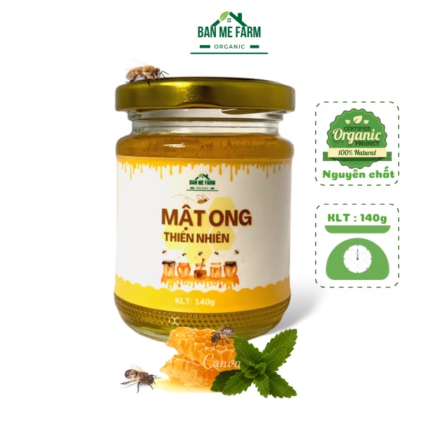 Mật Ong Nguyên Chất 100% MO 140G, Mật Ong Tự Nhiên Đaklak, Mật Ong Chai Thủy Tinh 100g