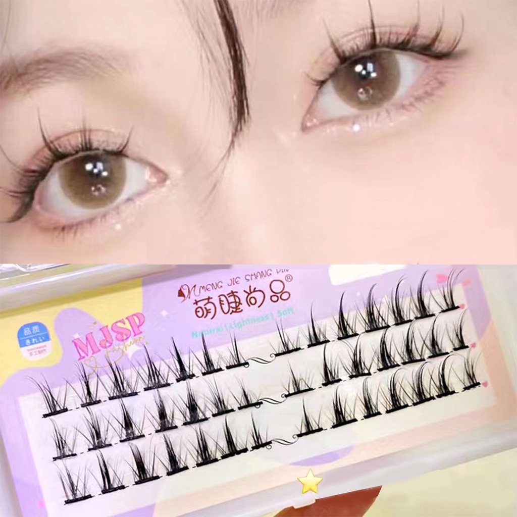 Set 5 Cặp Lông Mi Giả Cong Dày Trong Suốt Phong Cách Manga Nhật Bản