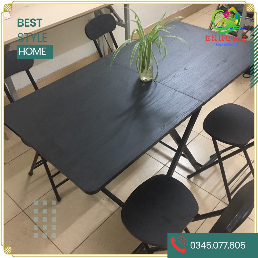 Combo bộ bàn ghế ăn cơm gấp gọn- bộ bàn ghế cafe - phòng khách đa năng gồm 2 ,4 , hoặc 6 ghế kích thước 120x60x74cm | BigBuy360 - bigbuy360.vn