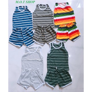 Combo 5 bộ ba lỗ sọc ngan cho bé trai, bé gái 5-14kg