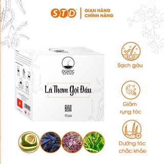 Lá Thơm Gội Đầu OGATIC hộp 15 túi, giảm rụng tóc sạch gàu, dưỡng tóc chắc khỏe, mượt mà