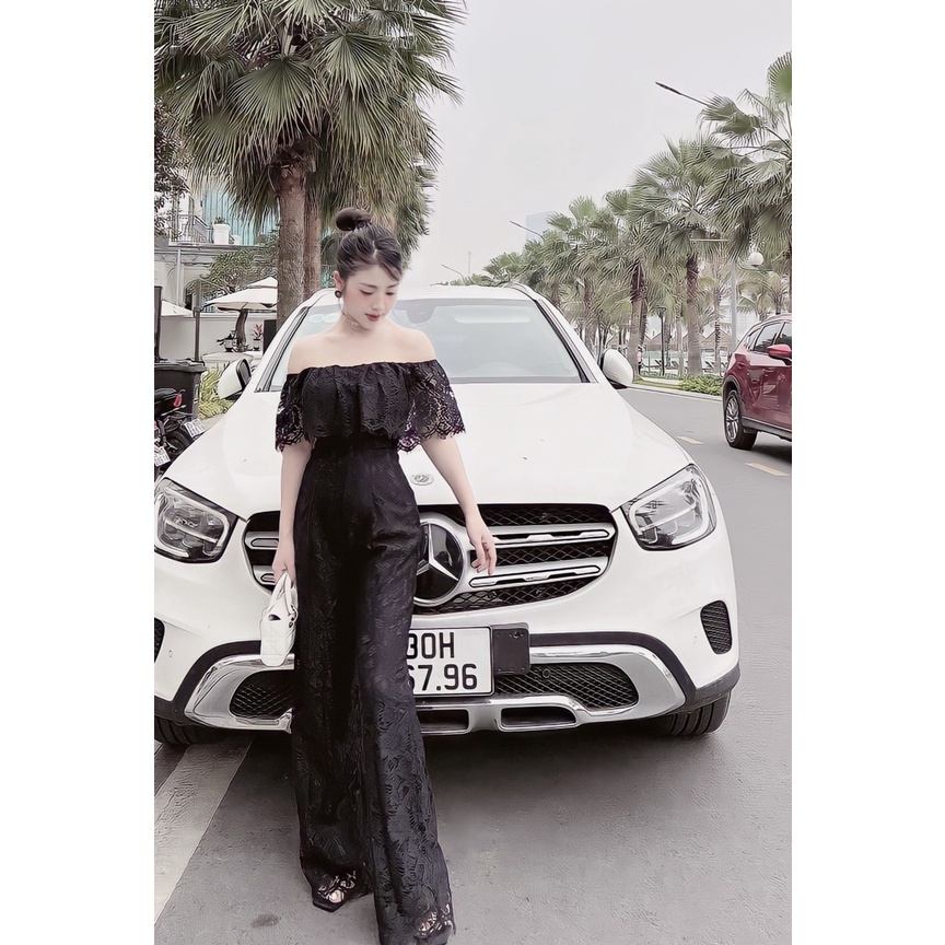 Jum ren trễ vai 2 màu đen trắng