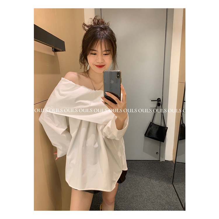 Áo Sơ Mi Tay Dài Trễ Vai Thời Trang Mùa Xuân Cho Nữ