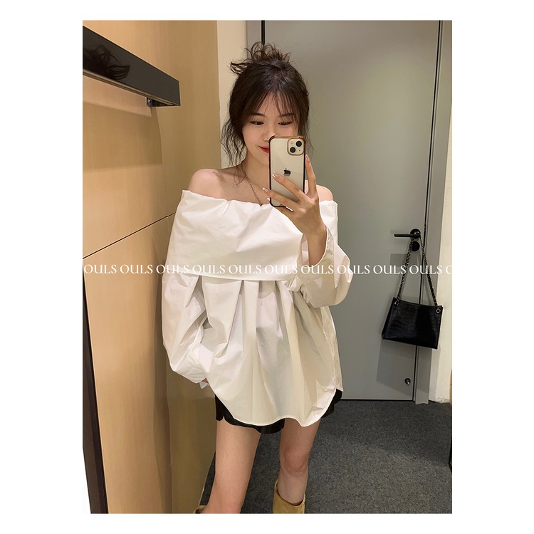 Áo Sơ Mi Tay Dài Trễ Vai Thời Trang Mùa Xuân Cho Nữ