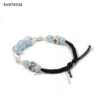 Vòng tay Aquamarine mix Charm Bạc - Hợp cho mệnh Mộc và mệnh Thủy - Ngọc Gems
