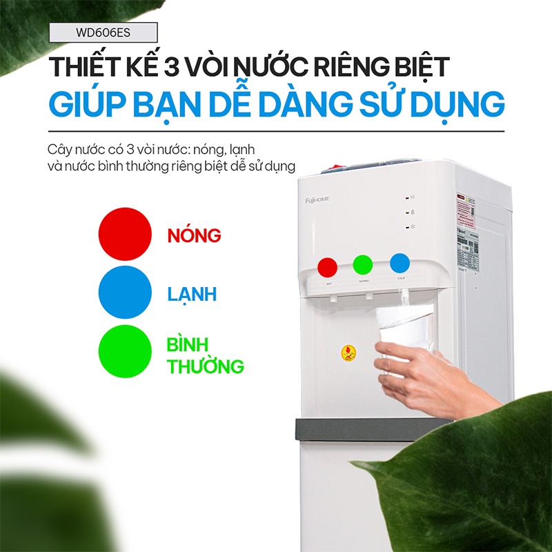 Cây nước nóng lạnh FUJIHOME WD606ES Bình âm cao cấp nhập khẩu chính hãng - Làm lạnh bằng chip điện tử