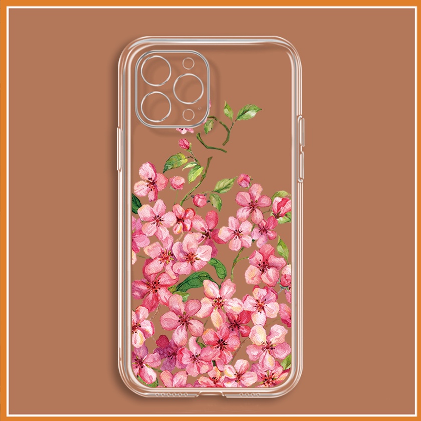 Ốp Điện Thoại hoa hồng 5 canh dễ thương Chống Sốc iPhone 14 13 12 11 Pro Promax 6 6S 7 8 Plus X XR XSMax SE u718