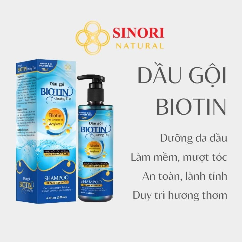 Dầu gội biotin Sinori dưỡng tóc từ gốc, giúp tóc suôn mượt giảm gãy rụng 200ml