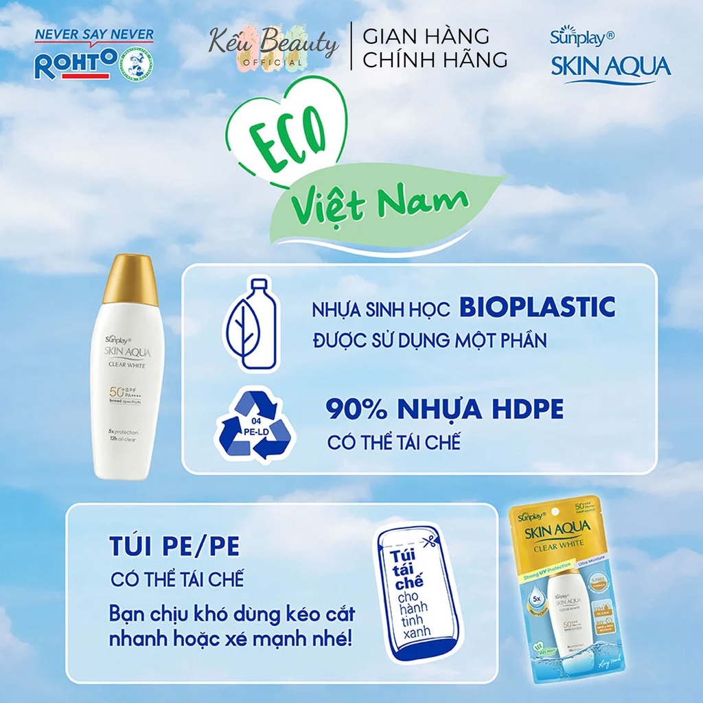 Sữa chống nắng hằng ngày dưỡng trắng cho da dầu Sunplay Skin Aqua Clear White SPF 50+ PA++++ 25g phiên bản Eco (mới)