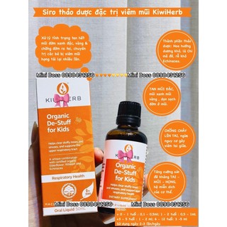 [DATE 2027][CHÍNH HÃNG][NEW ZEALAND] SIRO MŨI-XOANG KIWIHERB DE-STUFF CHUYÊN NGHẸT MŨI, MŨI ĐẶC,..cho bé từ sơ sinh 50ml