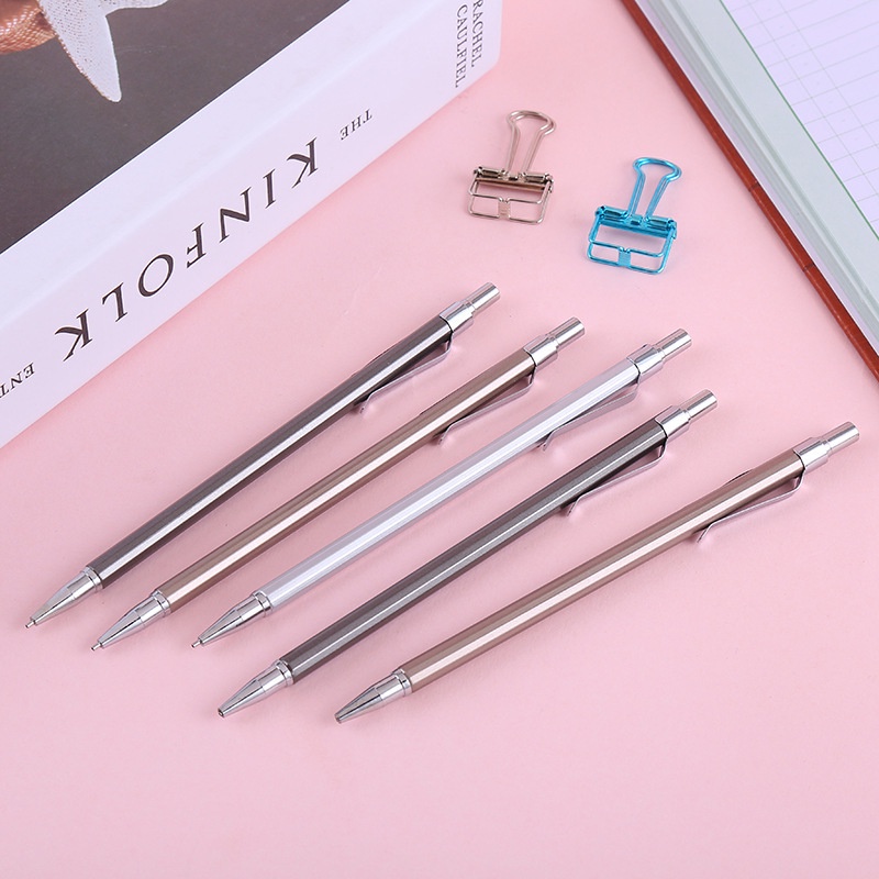 Bút Chì Cơ 0.5mm 0.7mm Đơn Giản Bằng Kim Loại Mềm Mịn Không Dễ Vỡ