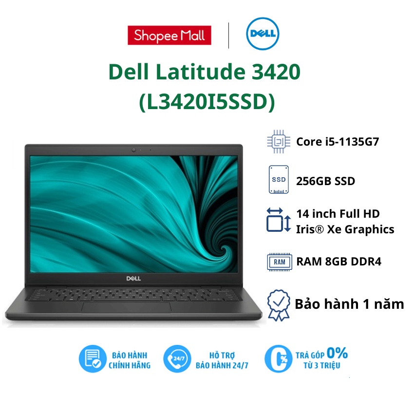 Laptop Dell Latitude 3420(L3420I5SSDFB)/ i5-1135G7/ 8GB/ 256GB SSD/ Iris Xe Graphics/ 14"HD
