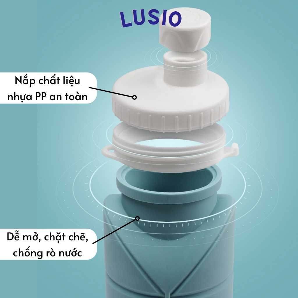 Bình Nước Silicon Gấp Gọn Tiện Lợi,Bình Nước Tập Gym, Thế Thao, Dã Ngoại 600ml Không BPA An Toàn Cho Sức Khỏe