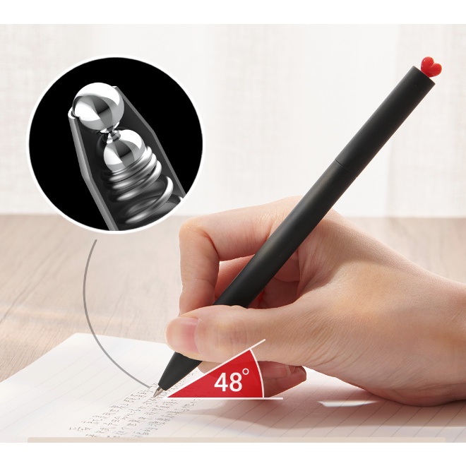 Bút bi gel xoay Kaco Love kèm 2 ruột mực đen ngòi 0,5mm