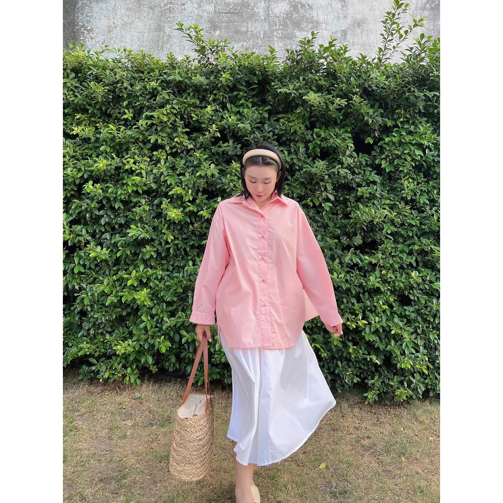 Set sơmi xẻ sau chân váy dài