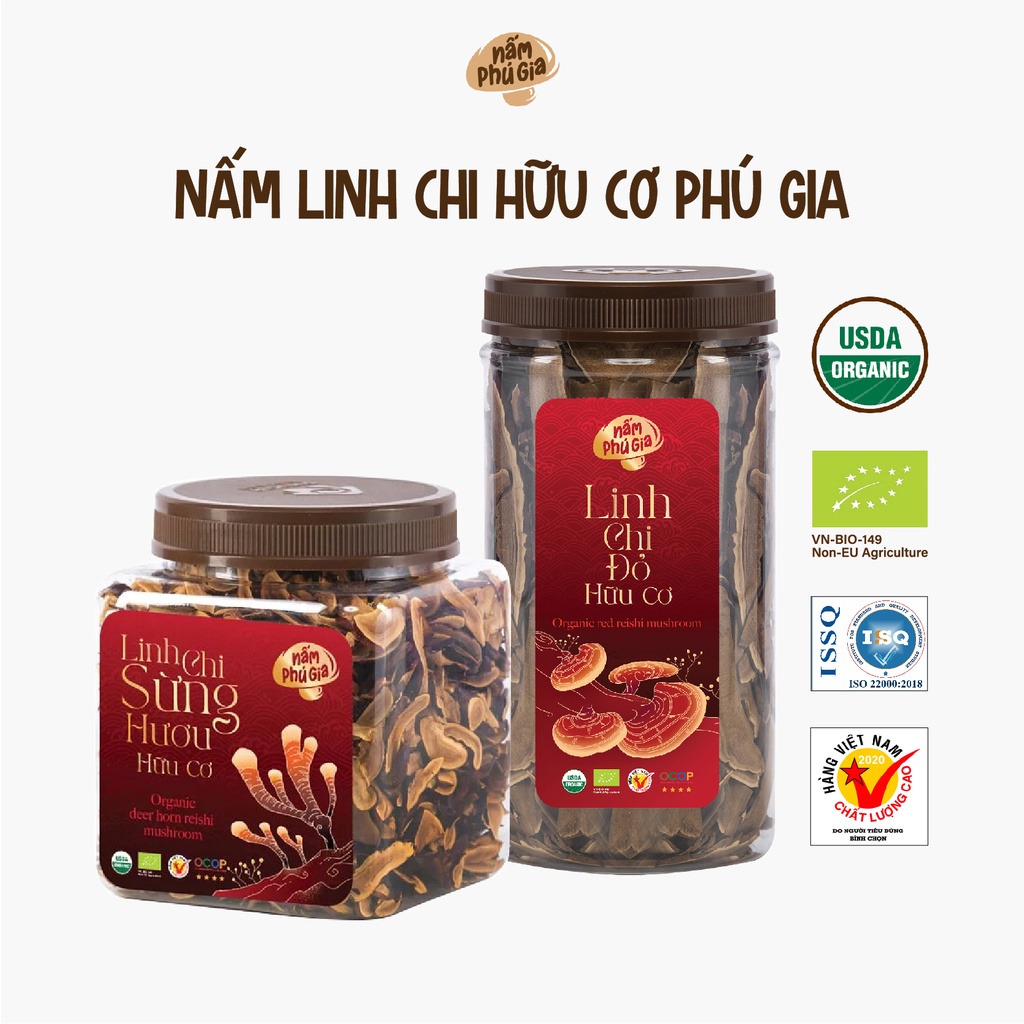Linh Chi Hữu Cơ Phú Gia - Hộp 200g