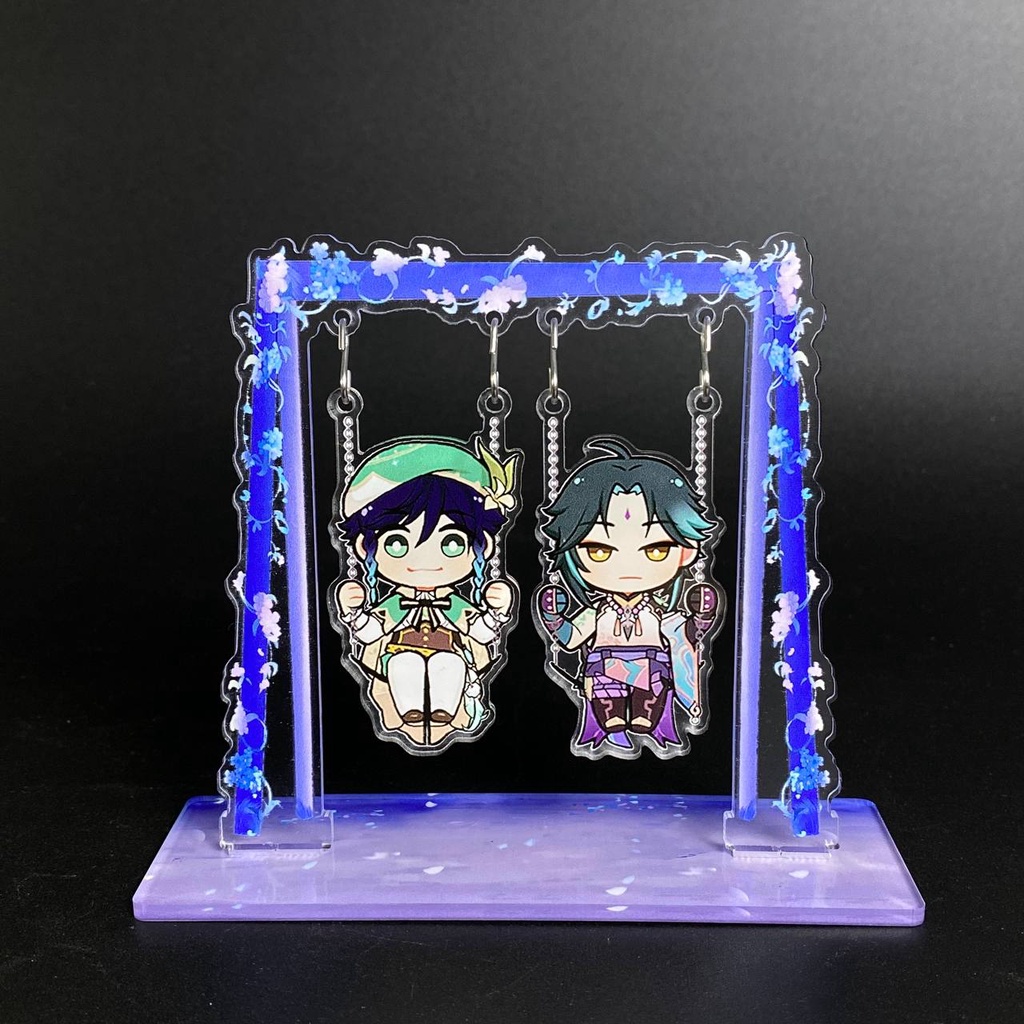 Standee Xích Đu Genshin Impact Tùy Chọn Nhân Vật Và Khung Xích Đu, Mô Hình Game Acrylic Mica Trang Trí Để Bàn