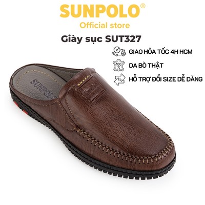 [Tặng dép da bò cho đơn từ 1299k] Giày sục nam Da bò SUNPOLO đi làm công sở đi chơi SPO327