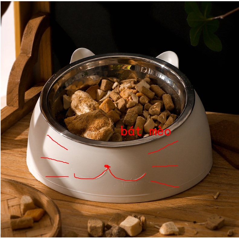 Elsabell. Bát ăn Inox cho chó mèo, có đế cao su chống trơn trượt
