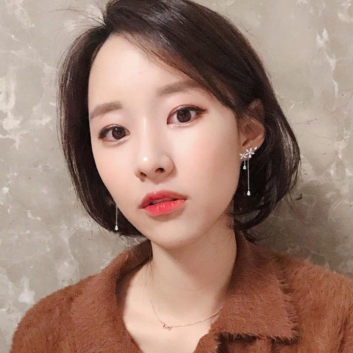 Khuyên Tai Tua Rua Dáng Dài Đính Đá Phong Cách Hàn Quốc Mới