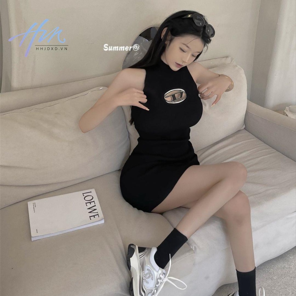 Đầm Dệt Kim Ôm Dáng Thời Trang Xuân Hè Hàn Quốc Thiết Kế Rỗng Mỏng Gợi Cảm Cho Nữ