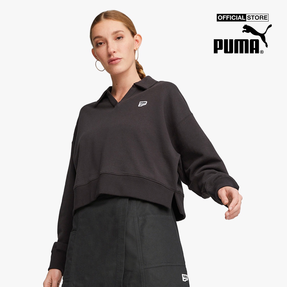 PUMA - Áo sweatshirt nữ tay dài cổ bẻ Downtown Oversized Polo 538371-01