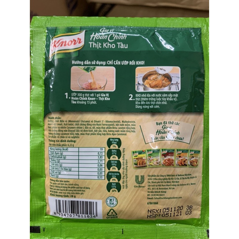 Combo 6 gói gia vị thịt kho tàu Knorr 28g/ 1 gói
